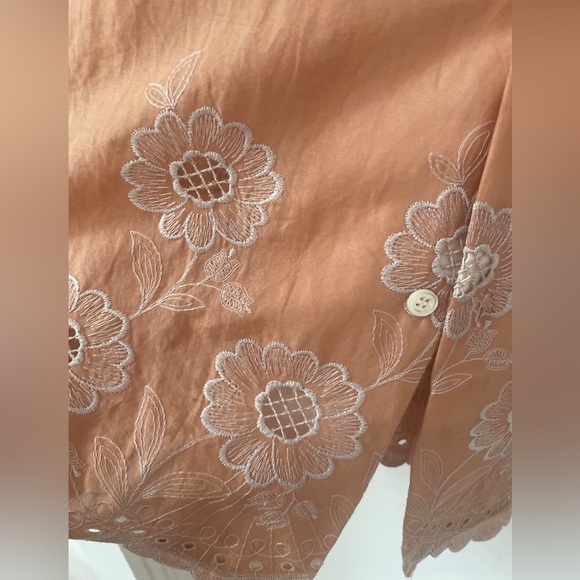 Needles Vintage Japanese Archive Peach Floral Lace Eyelet Button Down Shirt Sz S - Picture 3 of 10